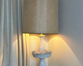 Vintage Hollywood Regency Ceramic Table Lamp with Floral Embellishments