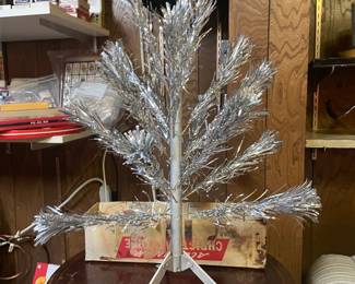 Vintage Aluminum Tinsel Christmas Tree with Stand