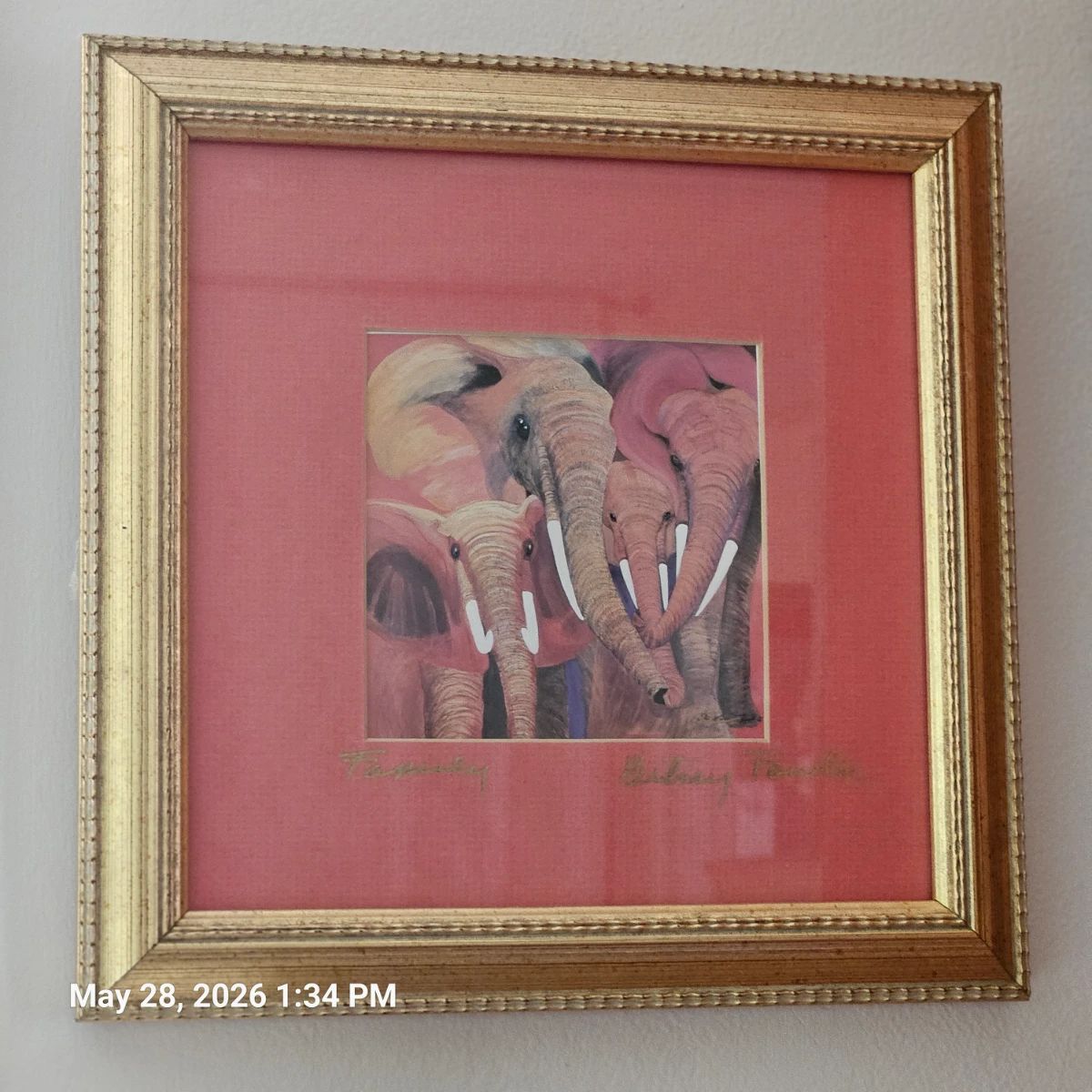 Betsey Fowler Signed Print of of Family of Elephants