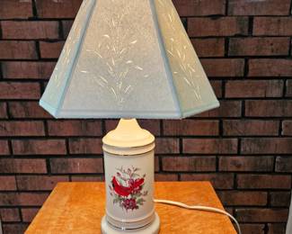 Cardinal Ceramic Lamp with Handcrafted Cut-out Shade