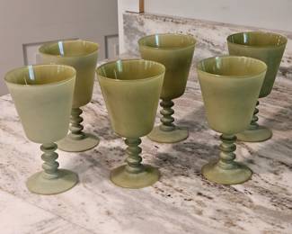 Opaque Green Water Goblets