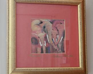 Betsey Fowler Signed Print of of Family of Elephants