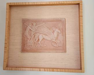 Etruscan Tile mounted on Silk with Maple Frame