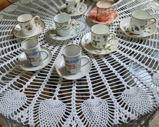 Royal Crown Derby, Wedgewood, Royal Dalton porcelain demitasse cups and saucers