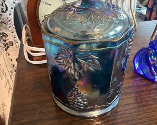 Indiana Glass carnival glass biscuit jar