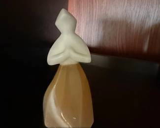 Vintage Russian Selenite Stone Carved Figurine, Praying Lady
