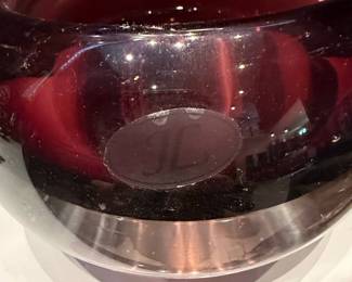 Art Glass Bowl with Etched Mark third image