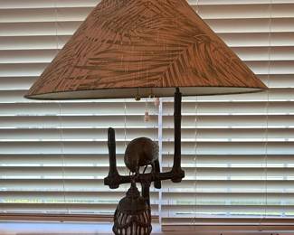 Tropical Leaf Pattern Floor Lamp with Bird Motif
