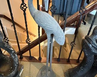 Cast Iron Heron Garden Statue