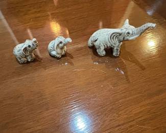 Ceramic Elephant Figurines Set of 