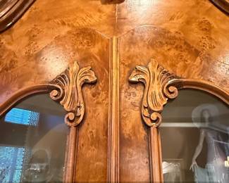Antique Dutch Burl Walnut Bombe Display Cabinet second image