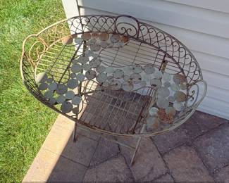 Vintage Wrought Iron Stephania Folding Garden Table Plant Stand second image