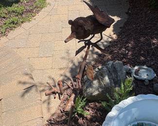Rustic Metal Kinetic Bird Yard Stake second image