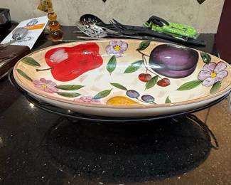 Oval Platter with Fruit and Floral Motif second image