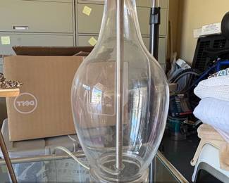 Clear Glass Bottle Table Lamp with Linen Shade second image