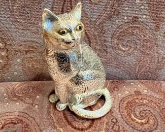 Christofle Lumiere Silver Plated Cat Figurine