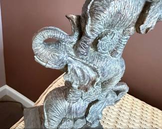 Stacked Elephants Polyresin Table Lamp with Wicker Shade second image