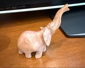 HandCarved Soapstone Elephant Figurine with Animal Motifs second image