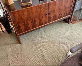Danish Modern Rosewood Tambour Door Sideboard Credenza