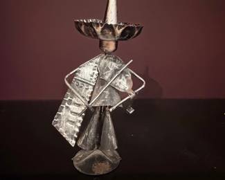Vintage Metal Mariachi Figurine Candlestick Holder