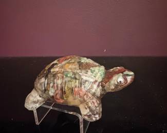 Resin Turtle Figurine with Mixed Inclusions