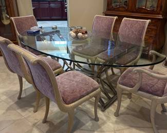 Glass Top Dining Table with Upholstered Chairs third image