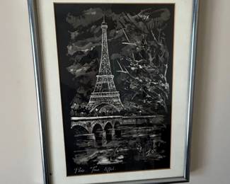 Eiffel Tower Paris Lithograph Art Print