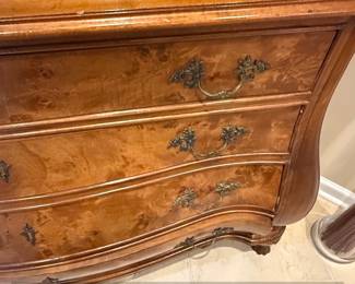 Antique Dutch Burl Walnut Bombe Display Cabinet third image