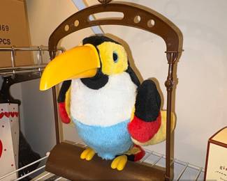 Talking Toucan Plush Toy in Decorative Birdcage Stand second image