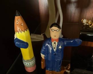 Ceramic Professor and Pencil Salt and Pepper Shakers second image