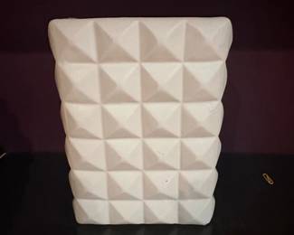 White Studded Ceramic Cylinder Vase