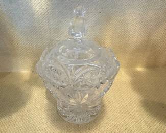 Cut Crystal Candy Dish with Lid  Anchor Hocking Wexford