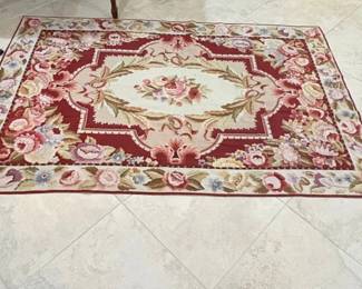 Aubusson Style Floral Needlepoint Rug