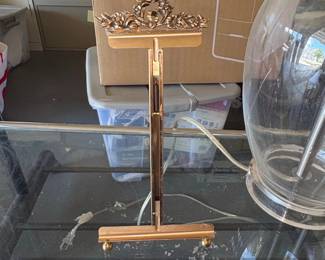 Ornate Brass Easel Picture Frame Stand with Floral Motif