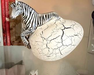 Zebra Hatching from Cracked Egg Figurine