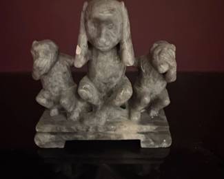 Three Wise Monkeys Carved Stone Figurine