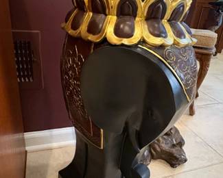 Large Decorative Urn with Elephant Motif and Lotus Detailing