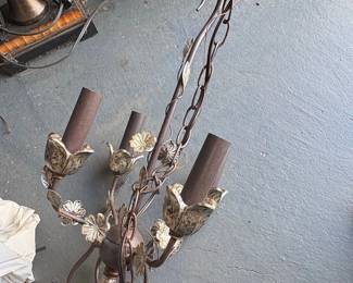 Vintage Italian Tole Floral Chandelier
