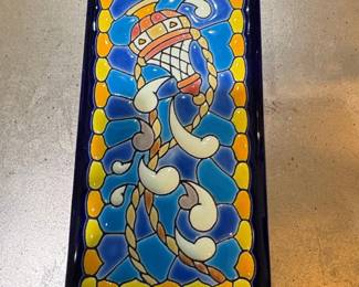 Ceramic Trinket Box with Talavera Style Stained Glass Motif