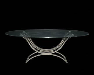 Glass Top Dining Table with Upholstered Chairs second image