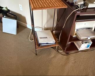 Arthur Umanoff Wicker and Metal Side Table