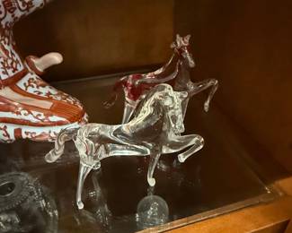 Murano Style Glass Horse Figurines