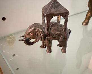 Vintage Elephant with Pavilion Figurine