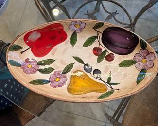 Oval Platter with Fruit and Floral Motif