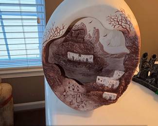 Linn Panter Signed Ceramic Vase with Pueblo Scene