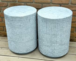 Set of 2 Resin Basketweave Design Plant Stands