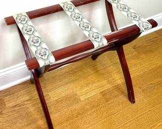 Vintage Wood Frame Floral Luggage Rack