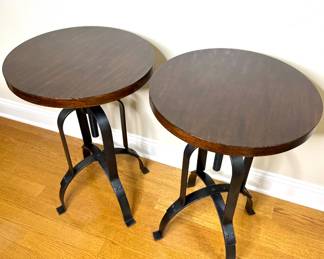 Wood Swivel Top Round Side Tables