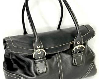 Authentic Coach Soho Black Buttery Soft Leather Belted Purse