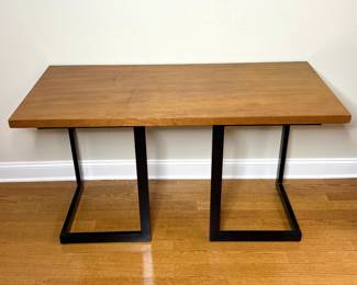 Wood Top Industrial Style Console Table with Metal Legs